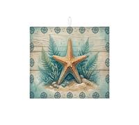 Tappetino scolapiatti per bancone della cucina, motivo: stella marina costiera, blu oceano, assorbente, tappetino per scolapiatti in microfibra per spiaggia estiva 40,6 x 45,7 cm