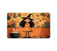 Tappetino scolapiatti per bancone della cucina, motivo strega arancione, tappetino in gomma assorbente, divertente tappetino per asciugare i piatti in pelle PU per proteggere il bar, 30,5 x 50,8 cm