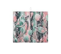 Tappetino scolapiatti per bancone della cucina, motivo tartaruga oceanica, stile vintage, con creature oceaniche, assorbente, in microfibra, per decorazione del bancone della cucina, 40,6 x 45,7 cm