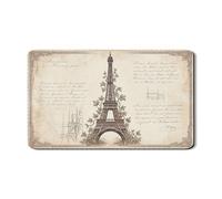Tappetino scolapiatti per bancone della cucina, motivo Torre di Parigi, tappetino scolapiatti in gomma assorbente vintage beige in stile parigino antico per bar, 30,5 x 50,8 cm