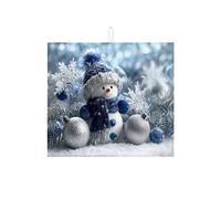 Tappetino scolapiatti per bancone della cucina, motivo uomo di neve, assorbente, in microfibra, per cucina, bar, 40,6 x 45,7 cm