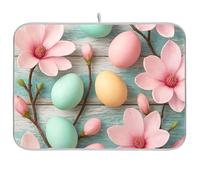 Tappetino scolapiatti per bancone della cucina, motivo uova di Pasqua rustiche rosa, tappetino scolapiatti reversibile, tappetino per piano di lavoro della cucina, 45,7 x 61 cm