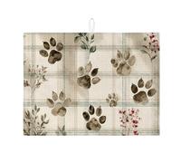 Tappetino scolapiatti per bancone della cucina, motivo zampa di zampa, assorbente, in microfibra floreale, per bancone della cucina, regalo per amanti degli animali, 45,7 x 61 cm