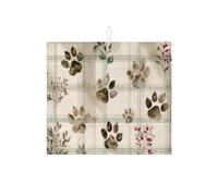 Tappetino scolapiatti per bancone della cucina, motivo zampa di zampa, assorbente, in microfibra floreale, per bancone della cucina, regalo per amanti degli animali, 40,6 x 45,7 cm