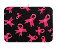 Tappetino scolapiatti per bancone della cucina, nastro rosa consapevole nero, tappetino per asciugare i piatti della cucina, tappetino reversibile da cucina, 45,7 x 61 cm