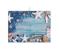 Tappetino scolapiatti per bancone della cucina, reti da pesca, conchiglie di mare, stella marina, tappetino scolapiatti assorbente 45,7 x 61 cm, in microfibra antiscivolo, ad asciugatura rapida,