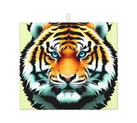 Tappetino scolapiatti per bancone della cucina - Simpatica testa di tigre grassa stampa assorbente scolapiatti per stoviglie bar 45,7 x 40,6 cm
