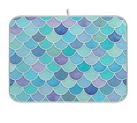 Tappetino scolapiatti per bancone della cucina, simpatiche squame di sirena blu, tappetino da bar per cucina, decorazione da 40,6 x 45,7 cm