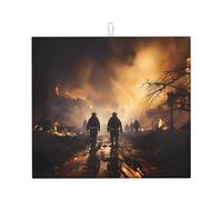 Tappetino scolapiatti per bancone della cucina - Simpatici vigili del fuoco che combattono gli incendi con stampa assorbente scolapiatti per stoviglie bar 45,7 x 40,6 cm