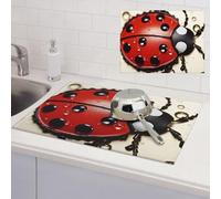 Tappetino scolapiatti per bancone della cucina, super assorbente, in microfibra, tappetino per scolapiatti grande, motivo: coccinella, tappetino da bar per controsoffitti 45,7 x 61 cm