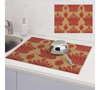 Tappetino scolapiatti per bancone della cucina, super assorbente, in microfibra, tappetino per scolapiatti grande, corona rossa, tappetino da bar per controsoffitti 45,7 x 61 cm