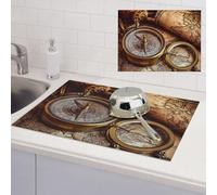 Tappetino scolapiatti per bancone della cucina, super assorbente, in microfibra, tappetino per scolapiatti con bussola e vecchia mappa del mondo, tappetino da bar per controsoffitti 45,7 x 61 cm
