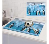 Tappetino scolapiatti per bancone della cucina, super assorbente, in microfibra, tappetino per scolapiatti con pinguini sull'iceberg, tappetino da bar per controsoffitti e piatti, 45,7 x 61 cm