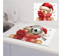Tappetino scolapiatti per bancone della cucina, super assorbente, in microfibra, tappetino per scolapiatti grande, cappello di Babbo Natale, regalo e buon Natale, tappetino da bar per controsoffitti