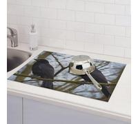 Tappetino scolapiatti per bancone della cucina, super assorbente, reversibile, in microfibra, protezione per piano di lavoro della cucina, con corvo e uccelli, tappetino scolapiatti 45,7 x 61 cm