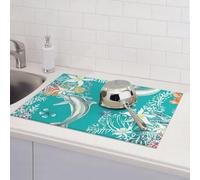 Tappetino scolapiatti per bancone della cucina, super assorbente, reversibile, in microfibra, protezione per piano di lavoro della cucina, delfini, fiori, stelle marine, coralli, conchiglie, 45,7 x 61