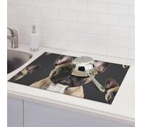 Tappetino scolapiatti per bancone della cucina, super assorbente, reversibile, in microfibra, protezione per piano di lavoro della cucina, motivo: bulldog francese, 45,7 x 61 cm