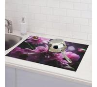 Tappetino scolapiatti per bancone della cucina, super assorbente, reversibile, in microfibra, protezione per piano di lavoro della cucina, con fiori rosa, tappetino scolapiatti 45,7 x 61,7 cm