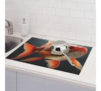 Tappetino scolapiatti per bancone della cucina, super assorbente, reversibile, in microfibra, protezione per il piano di lavoro della cucina, tappetino per asciugare piatti di pesce vero, 45,7 x 61,7
