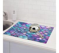 Tappetino scolapiatti per bancone della cucina, super assorbente, reversibile, in microfibra, protezione per piano di lavoro della cucina, acquerello sirena, tappetino scolapiatti 45,7 x 61,7 cm