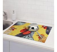 Tappetino scolapiatti per bancone della cucina, super assorbente, reversibile, in microfibra, protezione per piano di lavoro della cucina, pittura di pollo, tappetino scolapiatti 45,7 x 61,7 cm