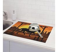 Tappetino scolapiatti per bancone della cucina, super assorbente, reversibile, in microfibra, protezione per piano di lavoro, cowboy, equitazione, ranch, deserto, 45,7 x 61 cm