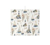 Tappetino scolapiatti per bancone della cucina, tappetino assorbente blu a forma di faro nautico, tappetino scolapiatti in microfibra marina per protezione bar 40,6 x 45,7 cm