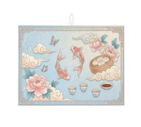 Tappetino scolapiatti per bancone della cucina, tappetino assorbente blu floreale per scolapiatti in microfibra ispirato alla primavera, per protezione da bar da tè, 45,7 x 61 cm