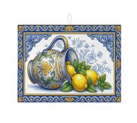 Tappetino scolapiatti per bancone della cucina, tappetino assorbente blu vintage in microfibra italiana primaverile per proteggere il bancone, 45,7 x 61 cm