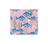Tappetino scolapiatti per bancone della cucina, tappetino assorbente per piatti a forma di pesce, tappetino assorbente in microfibra oceanica per cucina, bar, protezione 40,6 x 45,7 cm
