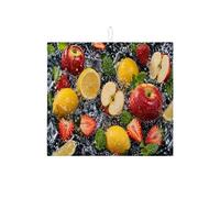 Tappetino scolapiatti per bancone della cucina, tappetino assorbente per piatti con frutta rossa, limone fragola, tappetino in microfibra fresco estivo per bevande bar, 40,6 x 45,7 cm