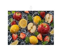 Tappetino scolapiatti per bancone della cucina, tappetino assorbente per piatti con frutta rossa, limone fragola, tappetino in microfibra fresco estivo per bevande bar, 45,7 x 61 cm