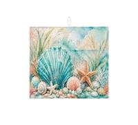 Tappetino scolapiatti per bancone della cucina, tappetino assorbente per scolapiatti a conchiglia, tappetino per asciugare i piatti estivi e per la spiaggia, per la protezione del bar, 40,6 x 45,7 cm