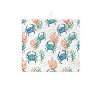 Tappetino scolapiatti per bancone della cucina, tappetino assorbente per scolapiatti a forma di granchio blu, in microfibra, per bar, 40,6 x 45,7 cm
