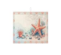 Tappetino scolapiatti per bancone della cucina, tappetino assorbente per scolapiatti a forma di stella marina, tappetino estivo in microfibra nautica per bar, protezione per bar, 40,6 x 45,7 cm