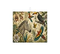 Tappetino scolapiatti per bancone della cucina, tappetino assorbente per scolapiatti a righe con cavalli e uccelli, tappetino in microfibra vintage per la decorazione della casa, 40,6 x 45,7 cm