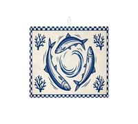 Tappetino scolapiatti per bancone della cucina, tappetino assorbente per scolapiatti blu oceano, tappetino in microfibra costiera per cucina, bar, protezione 40,6 x 45,7 cm