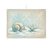 Tappetino scolapiatti per bancone della cucina, tappetino assorbente per scolapiatti con conchiglie costiere, tappetino scolapiatti assorbente in microfibra per spiaggia estiva 45,7 x 61 cm
