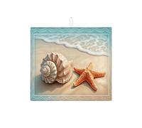 Tappetino scolapiatti per bancone della cucina, tappetino assorbente per scolapiatti con conchiglie e stelle marine, tappetino in microfibra Summer Ocean per protezione bar 40,6 x 45,7 cm