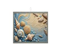 Tappetino scolapiatti per bancone della cucina, tappetino assorbente per scolapiatti con conchiglie, tappetino per scolapiatti in microfibra, protezione per l'estate e la spiaggia, 40,6 x 45,7 cm