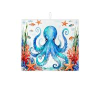 Tappetino scolapiatti per bancone della cucina, tappetino assorbente per scolapiatti con creature oceaniche, in microfibra, per proteggere il bancone della cucina, 40,6 x 45,7 cm, colore: blu oceano