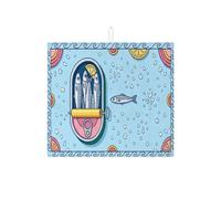 Tappetino scolapiatti per bancone della cucina, tappetino assorbente per scolapiatti con design a pesce blu, tappetino estivo in microfibra per proteggere il bar, 40,6 x 45,7 cm