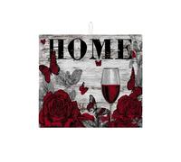 Tappetino scolapiatti per bancone della cucina, tappetino assorbente per scolapiatti con farfalla floreale rossa, tappetino scolapiatti in microfibra autunnale per protezione bar 40,6 x 45,7 cm