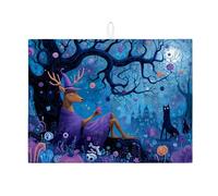 Tappetino scolapiatti per bancone della cucina, tappetino assorbente per scolapiatti con foresta magica, tappetino scolapiatti in microfibra per Halloween, protezione per bar, 45 x 61 cm