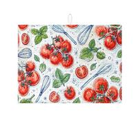 Tappetino scolapiatti per bancone della cucina, tappetino assorbente per scolapiatti con frusta rosso e verde brillante, in microfibra, protezione per cucina estiva, 45,7 x 61 cm