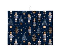 Tappetino scolapiatti per bancone della cucina, tappetino assorbente per scolapiatti con schiaccianoci blu, tappetino scolapiatti in microfibra per le vacanze, per bancone della cucina, 45,7 x 61 cm