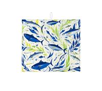 Tappetino scolapiatti per bancone della cucina, tappetino assorbente per scolapiatti con stampa blu oceano, tappetino estivo in microfibra per proteggere il bar, 40,6 x 45,7 cm