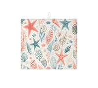 Tappetino scolapiatti per bancone della cucina, tappetino assorbente per scolapiatti con stella marina e corallo, in microfibra, decorazione nautica estiva 40,6 x 45,7 cm