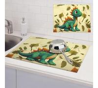 Tappetino scolapiatti per bancone della cucina, tappetino assorbente per scolapiatti resistente al calore, tappetino per asciugare i piatti, tappetino per asciugare i piatti con simpatici dinosauri