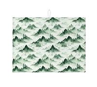 Tappetino scolapiatti per bancone della cucina, tappetino assorbente per scolapiatti verde con scena di montagna, tappetino scolapiatti in microfibra naturale per bancone della cucina, 45,7 x 61 cm